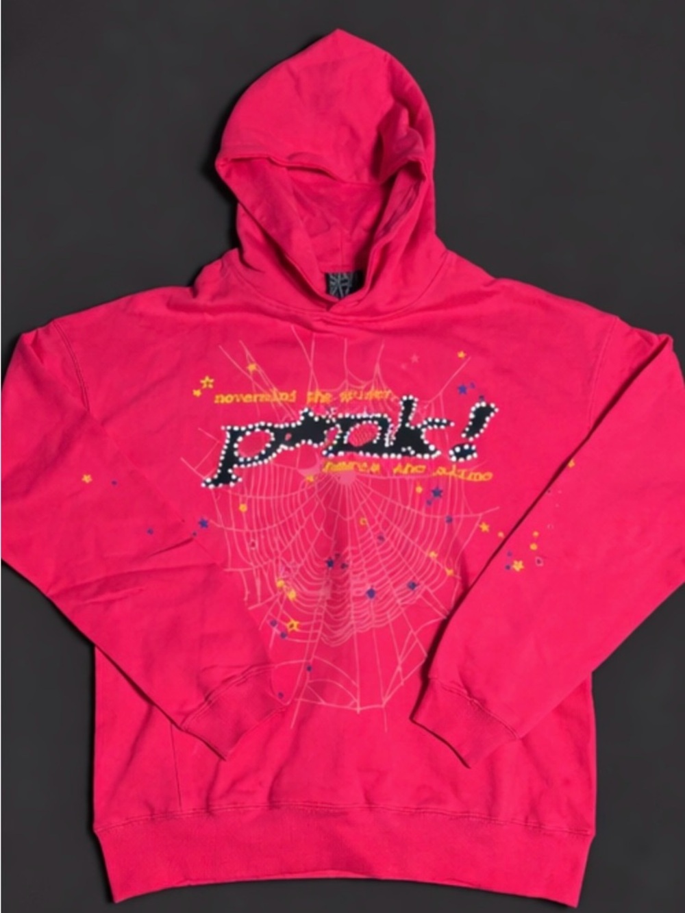 Hot pink Sp5der hoodie size: M unisex fit.
